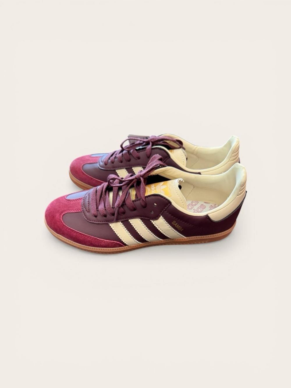 adidas Samba Burgundy and Cream Retro Lace-Up Sneakers-NWT